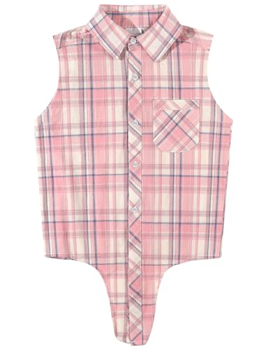 Image of Noomelfish Girls Sleeveless Button Down Shirt Tie Knot Blouse Western Cowgirl Outfit (5-12 Years)