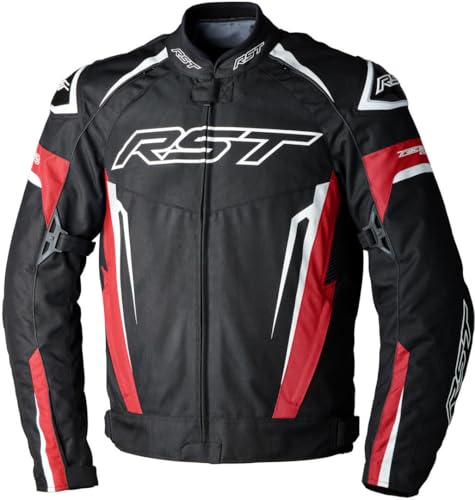 RST Tractech EVO 5 Waterproof Motorcycle Textile Jacket, Black/Red, L, red, L