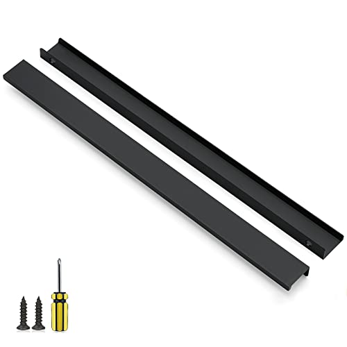 Image of Ravinte 10 Pack Finger Pulls for Cabinets 400mm /15.75 inch Length Black Pulls