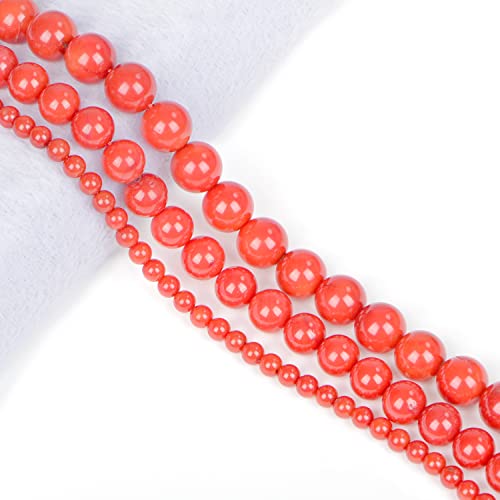 Ad Beads Natural Gemstone Round Loose Beads 15" For Bracelet Necklace Earrings Jwelery Making Crafts Diy (6Mm, Red Coral) #TOP3