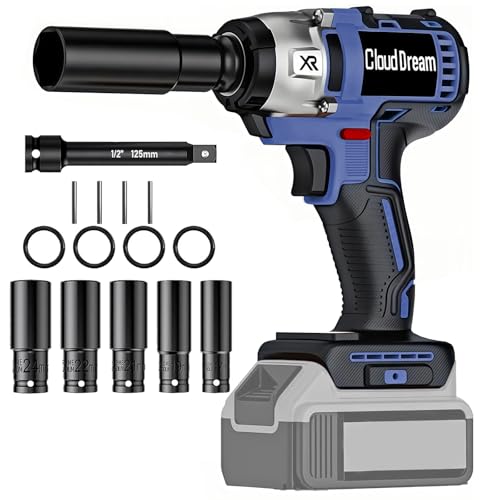 Cordless Impact Wrench 1/2 inch Compatible with DeWalt Battery,High Torque Impact Driver Heavy Duty Tool, 1/4'Brushless Electric Impact Gun,Electric Impact Gun for Car/Truck/Mower (500 N.M)