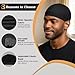 DURALA Adjustable Wave Cap & Durag Pack, Premium Elastic Stocking Cap & Doorag for 360 540 720 Wave (Black)
