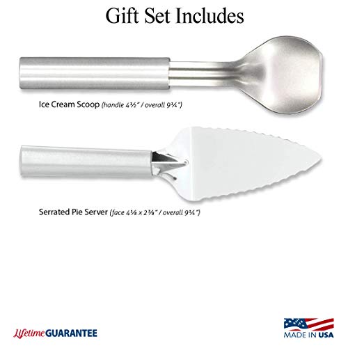 Rada Cutlery Pie Server and Ice Cream Scoop – Pie A ’La Mode Gift Set With Aluminum Handles Made in the USA