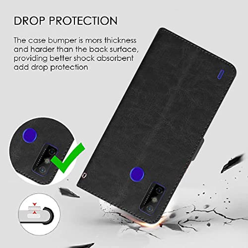 Image of Flip Cover Compatible with Tecno Spark 6 Go | Premium Leather Finish | Inbuilt Pockets & Stand | Flip Cover Back Case for Tecno Spark 6 Go (Black)