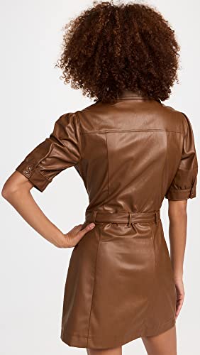 Paige Women's Mayslie Vegan Leather Dress, Dark Argan, Brown, S #TOP2