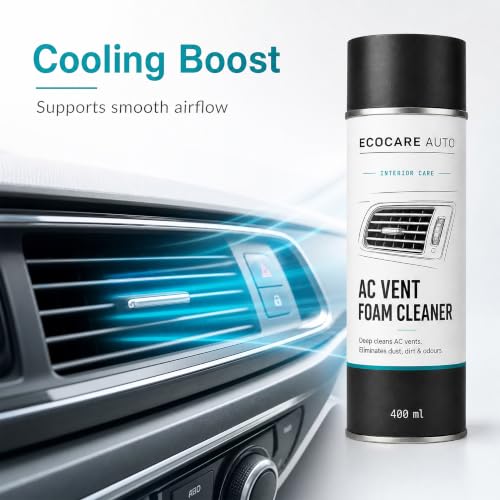 Image of EcoCare Car AC Vent & Duct Cleaner | 400ML Foam Cleaning Spray for Car Air Conditioner | Freshens & Cleans Dust Build-Up | Fast No-Rinse Formula (PREMIUM AC VENT 400ML)