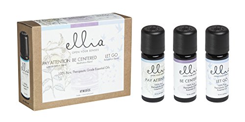 Ellia Essential Oil Set, Calm And Concentration, Including Signature Blends Of Pay Attention, Be Centered, And Let Go. 3 Pack Essential Oil Kit , 10Ml Each, By Homedics #TOP2