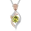 Rose Birthstone Necklaces for Women Rose Gold/White Gold Pendant Jewelry Wedding Anniversary Birthday Gift for Wife Her Mom Hypoallergenicity Jewelry With Fine Birthstone