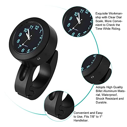 Reloj impermeable de aluminio para manillar de moto universal 8