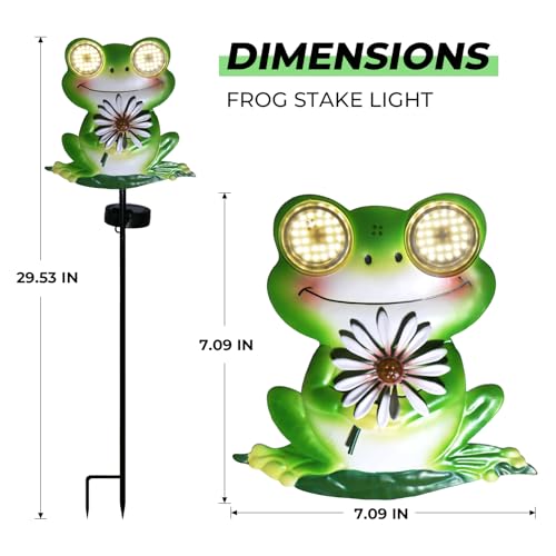 esgarden LEDs Dynamic Eyes Solar Stake Lights for Garden Frog Garden Gifts Metal Warm White Stakes Lights for Lawn Ornaments, Yard Art, Pathway, Patio Decorations Gift for Mom Dad Grandma esgarden LEDs Dynamic Eyes Solar Stake Lights for Garden Frog Garden Gifts Metal Warm White Stakes Lights for Lawn Ornaments, Yard Art, Pathway, Patio Decorations Gift for Mom Dad Grandma - Image 3