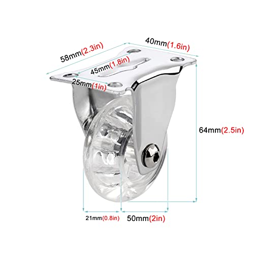 Ruedas giratorias de Poliuretano Transparente de 2 Pulgadas, Resistentes y Resistentes, para Muebles, carritos, armarios, estanterías, mesas, zapateros. Ruedas con Tornillos (están