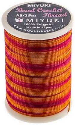 Miyuki Crochet Thread #8 (25M) Berry Mix Polyester - Polyester Used for DIY Jewelry Making, Arts and Craft, Crochet and Cloth Weaving