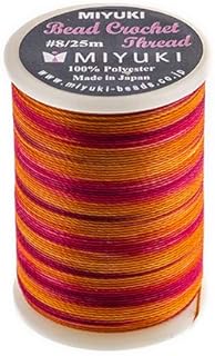Miyuki Crochet Thread #8 (25M) Pink Grapefruit - Polyester Used for DIY Jewelry Making, Arts and Craft, Crochet and Cloth Weaving