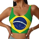 Chaleco deportivo para mujer con estampado de bandera brasileña, ropa interior para mujer, adecuada para fitness y uso casual, Negro, XL