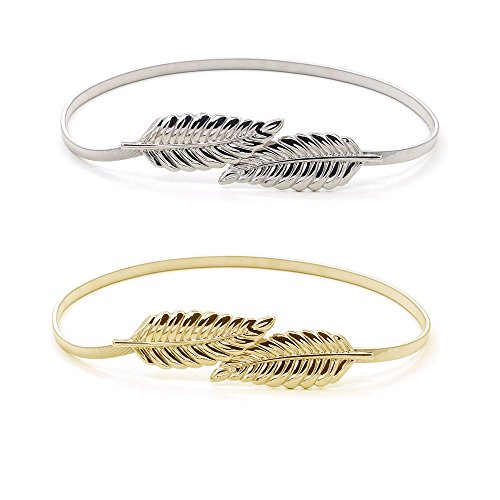 knowing Mujer Cintura Cinturón,Hojas Metal Elástico Cintura Cintura Strap, Hojas de Metal...