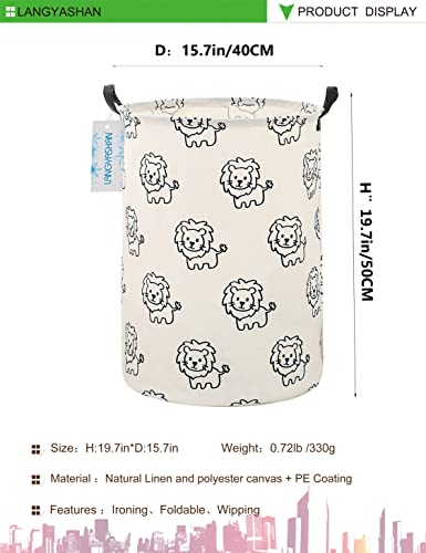 Langyashan Laundry Basket Canvas Fabric Collapsible Organizer Basket For Storage Bin Toy Bins Gift Baskets Bedroom Clothes Children Nursery Hamper  thumb #1