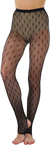 Image of ToBeInStyle Women's Single Floral Lace Fishnet Tights Footless & Stirrup Design