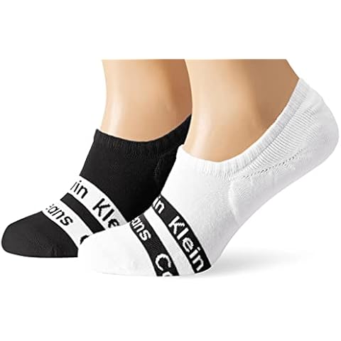 Calcetines cortos para hombre Calvin Klein Logo Ribbon High Cut Footie, Negro/Blanco Cover