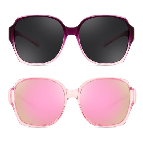 FEISEDY Polarized Sunglasses Fit Over Glasses for Men Women, Oversized Square Sun Glasses B4192 — view 2