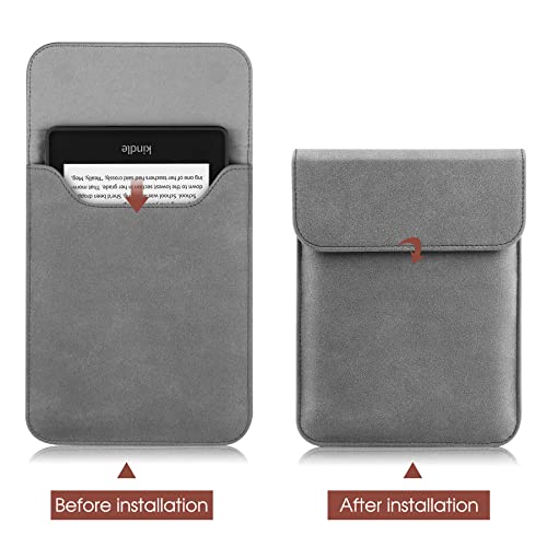 HoYiXi Custodia a Tasca per 6.8'' Kindle Paperwhite 11a Generazione 2021/Kindle Paperwhite Signature Edition 2021/Kindle 2019 Custodia Sleeve per 6 - 6.8'' Kindle Kobo E-reader E-book, Grigio - Image 4