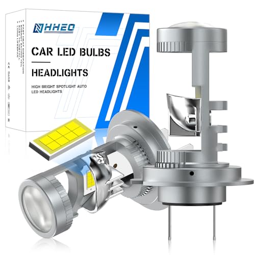 NHHEO H7 LED Headlight Bulb 400% Brighter with Projector Lens No Astigmatism Problem 6000K 20000LM 12V IP68 Waterproof 2Pcs H7 LED Bulbs 1:1 Size Plug and Play Headlight Bulbs