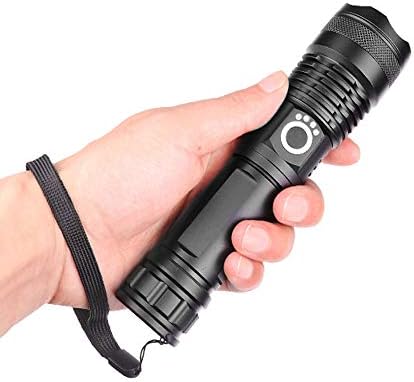 XHP50 LED Torch Rechargeable USB Super Bright EDC Tactical Torch,LUXNOVAQ 6000 High Lumen Zoomable Powerful Flashlight Waterproof Portable Hand Torches Light with Battery & 5 Modes for Camping Hiking