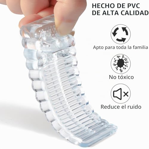 Miniatura 3 de Vinabo Topes Para Puertas,6 Piezas Tope Puertas Suelo,Tope Puerta Antideslizante Apilable,Sujeta Puertas Para Antideslizante,Cuña Puerta Para Todo Tipo Suelos En Interiores Y Exteriores-Transparente