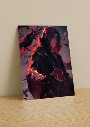 Image of NIJUKA Anime Printed Metal sheet Poster For Home And Room Decoration | For Anime Art Fans Boys And Girls (Akatsuki member mangekyo user itachi)