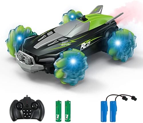 WOWELLO RC Drift Cars with Spray Mist for Kids, Remote Control Car with LED Lights and Music, Rechargeable RC Stunt Toy Car, Indoor and Outdoor Toys for 3 4 5 6 7 8-12 Year Old Boys Girls Gifts