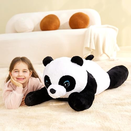 Image of IKASA Large Panda Cuddly Toy, Giant Soft Toy, Large Plush Toy, Giant Plush Toy, 78 cm, Fluffy Jumbo Plush Toys, Soft XXL XL Stuffed Toys, Cute, Gift for Children (Black, 78 cm)