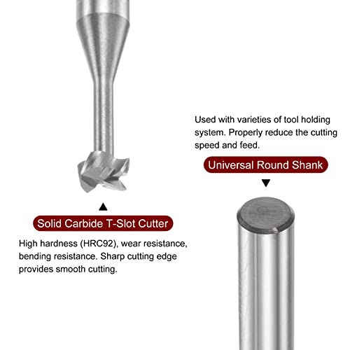 Image of HARFINGTON T Slot End Mill Milling Cutter 4mm Cutting 1.5mm Depth 4mm Shank Solid Carbide 4 Flutes for Aluminum Copper Zinc Alloy