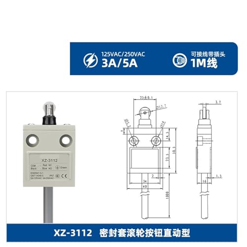 Interruptor de límite XZ-3112 con cable de 1 metro y contactos de plata 2
