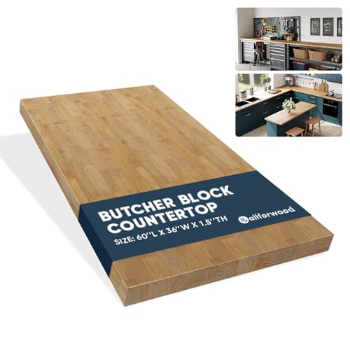 AllForWood 60''L x 36''W x 1.5''Th Hevea Light Brown Premium