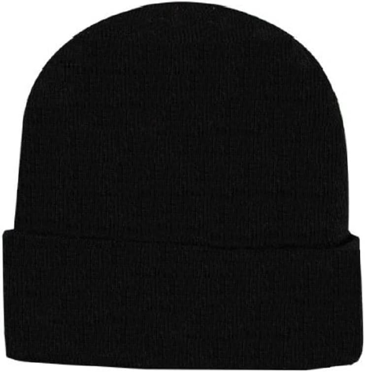 Children's Kids Girls Boys Thermal Lined Plain Black Hat Stretchy Beanie Hat 5 to 10 Yeas Approx Size for Winter Autumn