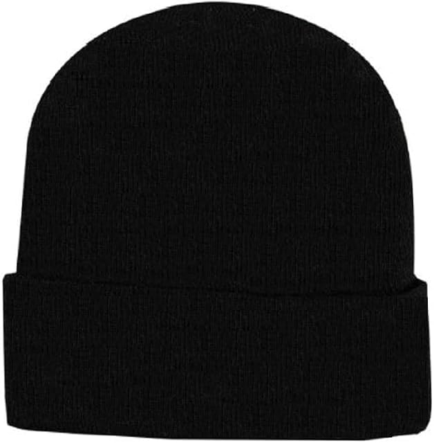 Children's Kids Girls Boys Thermal Lined Plain Black Hat Stretchy Beanie Hat 5 to 10 Yeas Approx Size for Winter Autumn