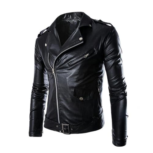 Chaqueta biker de cuero sintético PU para hombre miniatura 1