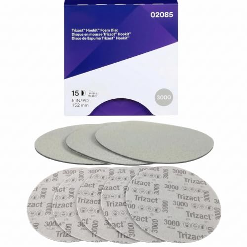 02085 P3000 Foam Disc Sanding Paper - Reduce Compounding Time - Consistent Cut & Long Life - Versatile Attachment for Quick Changes - Wet/Dry Use - Refining 1500-2000 Grit Sand Scratches