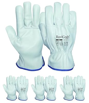 RuviGrab - Guante de Trabajo en piel de Flor de Vacuno Natural para Jardinería, construccion y obra, industria, Guantes de Piel | Ya disponible en tu tienda friki favorita! En mundofriki.es!
