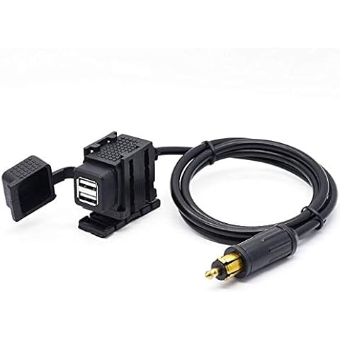 Jtron Cllena DIN Hella Plug to 2.1A Dual USB Charger Socket Power Adapter for BMW Motorcycle/Phone/iPhone/GPS SatNav Cover