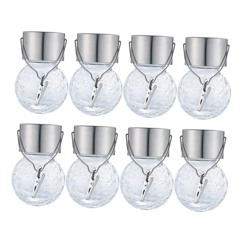 Hoement Lámpara Solar de Bola Craquelada para Jardín Exterior 8 Piezas Luz Blanca y Clip Luz Solar Decorativa para Barandilla Porche y Terraza