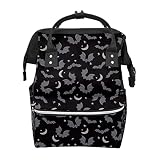 GACTIVITY Black Gray Bats Diaper Bag Travel Backpack Large Capacity Multi-Function Zipper Casual Travel Backpacks for Mom Dad Unisex…