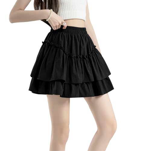 Amazon.com: Biilyli Women's Sweet High Waist Flowy Ruffle Mini