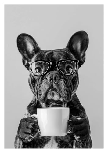 Póster de perro Labrador tomando café en lienzo 30x40cm para decoración 2