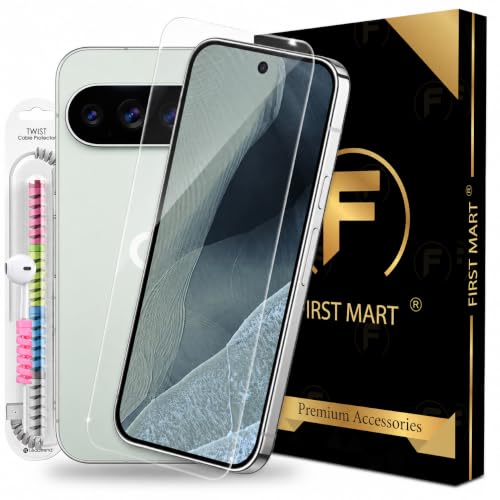Image of FIRST MART Borderless Tempered Glass for Google Pixel 11 Pro with Cable ProtectorInstallation Kit | Edge-to-Edge, 9H Scratch Resistant, Case-Friendly | Pack of 1