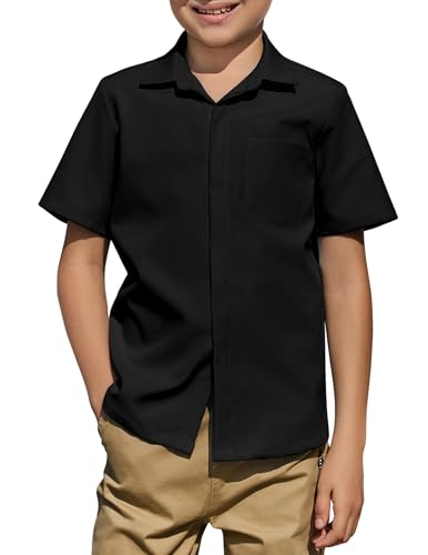 Image of Arshiner Boys Short Sleeve Dress Shirts Solid Button Down Shirts