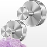 Deluwire Suction Cup Hooks for Shower, No Drill Shower Suction Hooks for Bath Robe Looafh, Removable Towel Holder for Bathrooms Wall, Mirror, Tile, Window Glass, Non-Porous Surfaces, 2 Packs-Silver