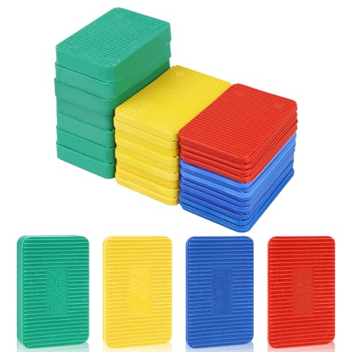 40Pcs Espaciadores de Acristalamiento de Ventanas de Precisión, Varias de 1.5 a 10 mm Cuñas de Plástico Planas de Ventanas y Puertas, 60 x 40mm Placas de Compensación para Instalaciones de Marcos