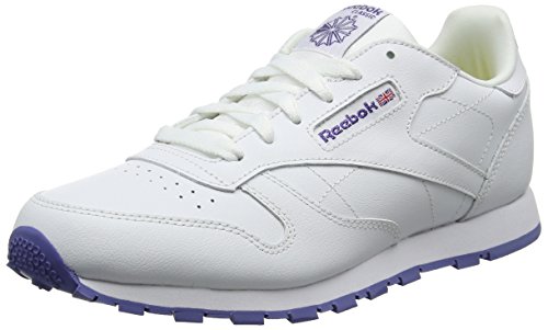 Reebok Fille Classic Leather Baskets Basses, Blanc (Lurex-White/Lilac Shadow), 36.5 EU Reebok Fille Classic Leather Baskets Basses, Blanc (Lurex-White/Lilac Shadow), 36.5 EU