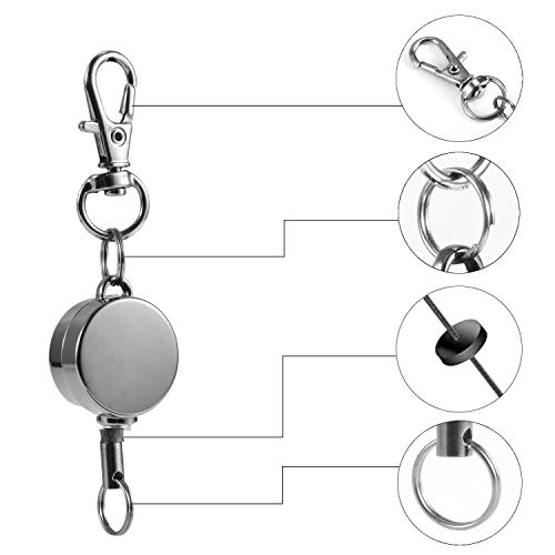 キーリール 吊り下げ名札用 キーホルダー 3色セット 金具 ステンレス リールクリップ パスケース キーリング カラビナ・クリップ付き 6枚目