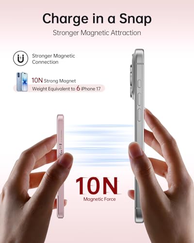 Image of iWALK Magsafe Portable Charger 5,000mAh, Ultra-Slim Magnetic Wireless Power Bank with LED Display, PD 20W USB-C Fast Charging Battery Pack, Compatible with iPhone 17 /17 Pro /16 /15 /14 /13 Series, Pink